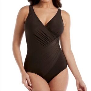 Miraclesuit Must Haves Oceanus One Piece Swimsuit Dark Brown Size 10